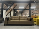 Giorgetti Soi bank bruin stof leer l260