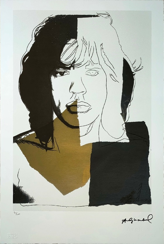 Image 1 of Andy Warhol - Mick Jagger. Met certificaat.