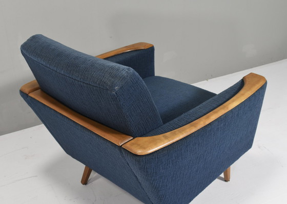 Image 1 of Paar Duitse fauteuils met eikenhouten details, Duitsland – circa 50's Design