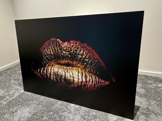 Image 1 of Lippen goud rood wanddecoratie