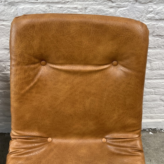 Image 1 of 8x Vintage eetkamerstoelen op chromen voet – draaibaar | jaren ‘70