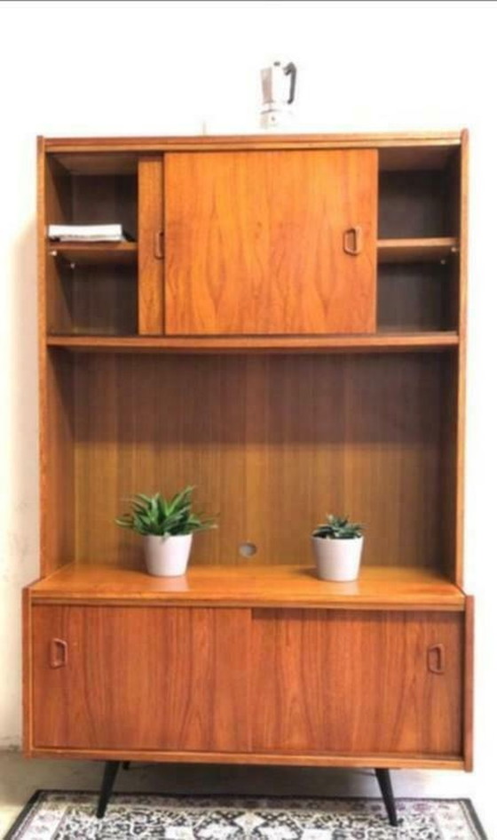 Image 1 of Vintage Deens highboard, wandkast jaren 60, teakhout