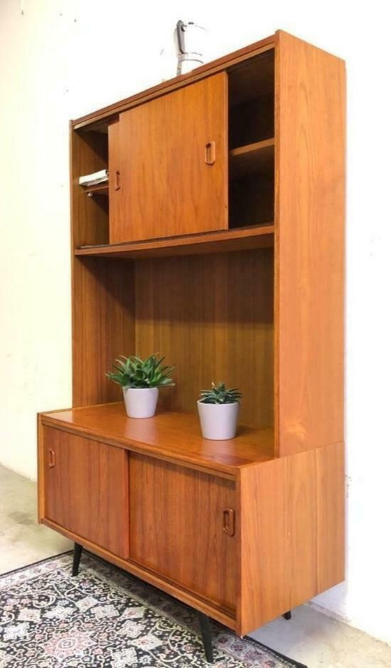 Image 1 of Vintage Deens highboard, wandkast jaren 60, teakhout