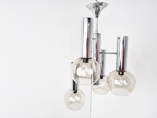 Vintage kroonluchter met glazen bol, jaren 70