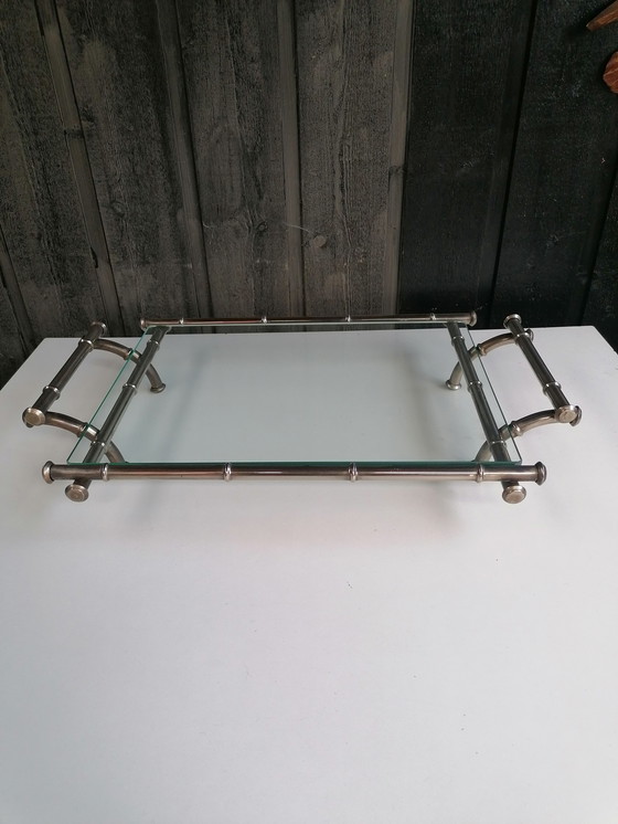 Image 1 of VIntage zilveren butlertray Bamboo