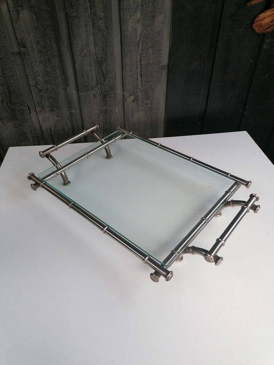 Image 1 of VIntage zilveren butlertray Bamboo