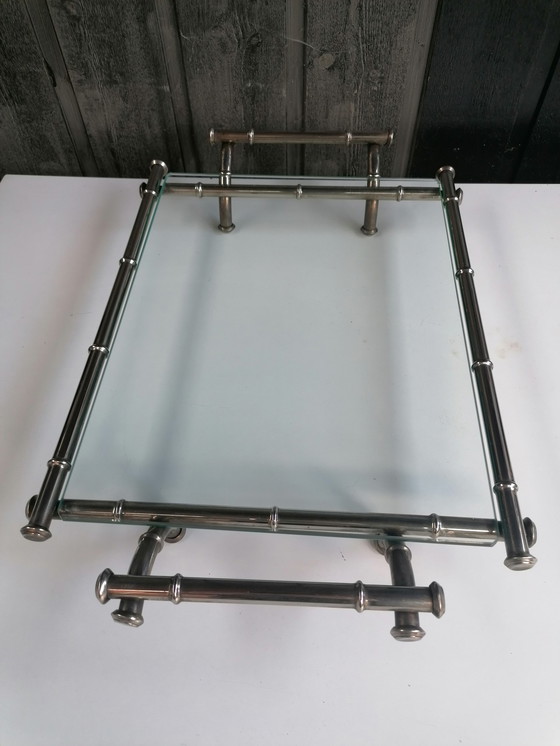 Image 1 of VIntage zilveren butlertray Bamboo