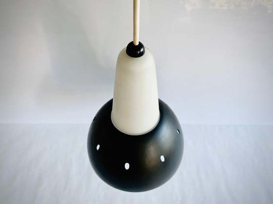 Image 1 of Vintage bakelieten & glazen hanglamp