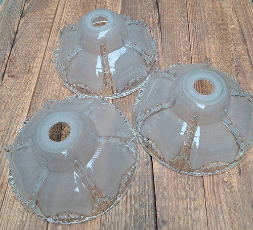 3x Art Deco glazen lampenkap frosted