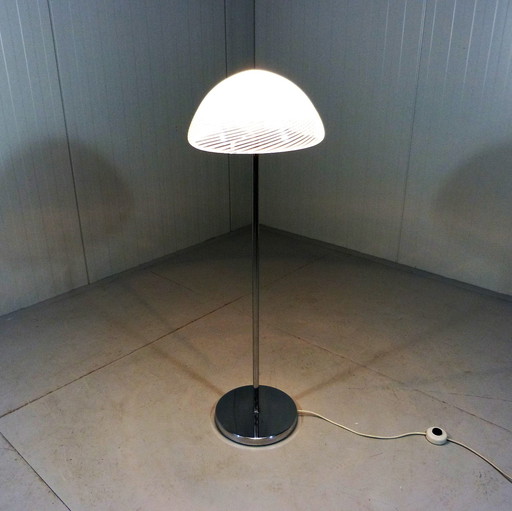 Italiaanse vloerlamp glazen kap 1960's