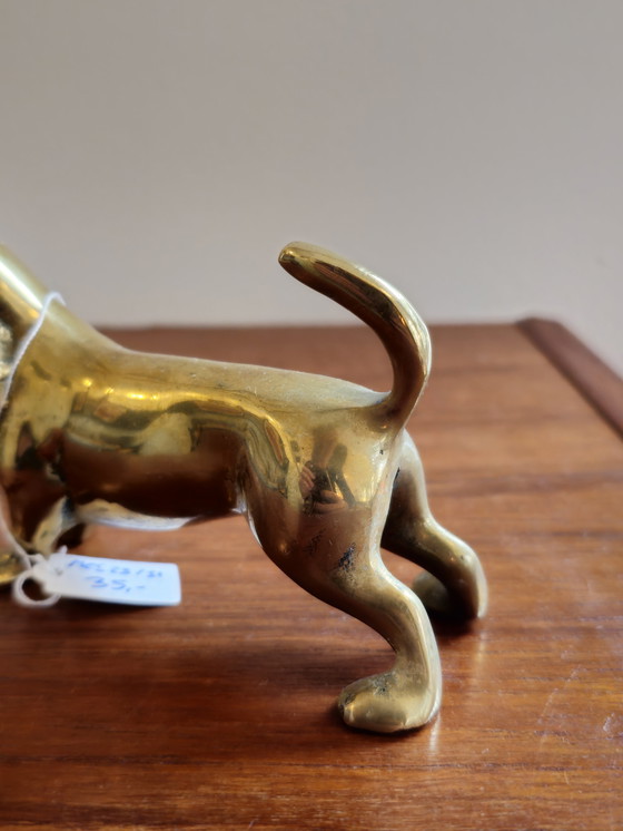 Image 1 of Vintage Messing Beeld Beeldje Teckel Hond Hondje