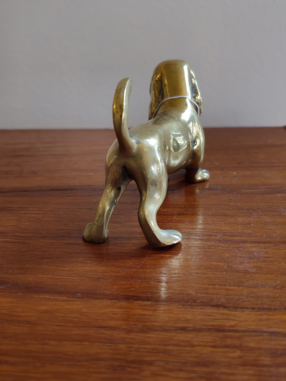Image 1 of Vintage Messing Beeld Beeldje Teckel Hond Hondje