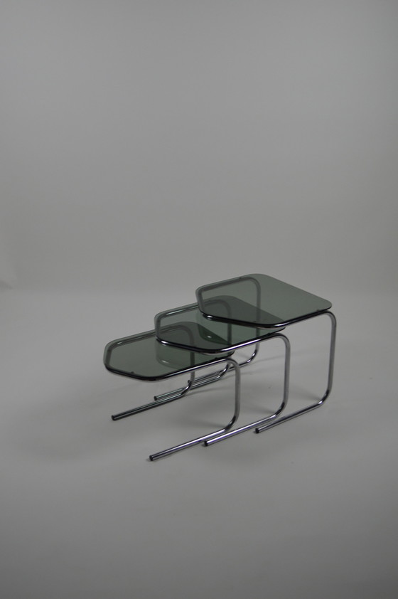 Image 1 of Smoked glass nesting tafels