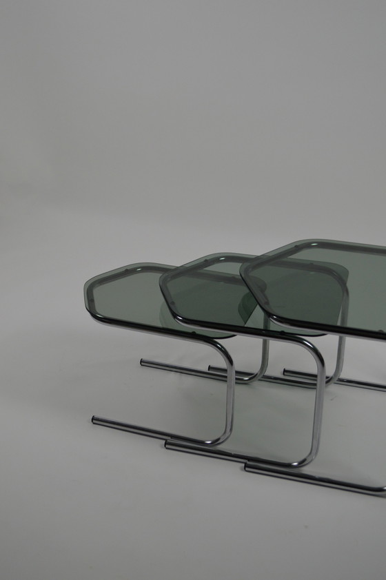 Image 1 of Smoked glass nesting tafels