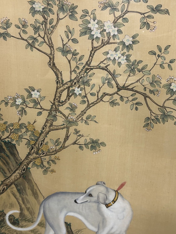 Image 1 of 2x Vintage Chinese windhond wanddecoratie