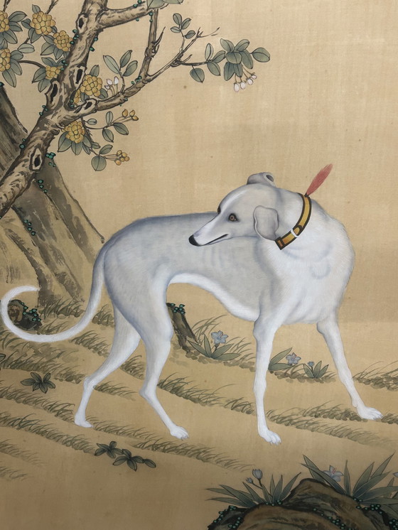 Image 1 of 2x Vintage Chinese windhond wanddecoratie