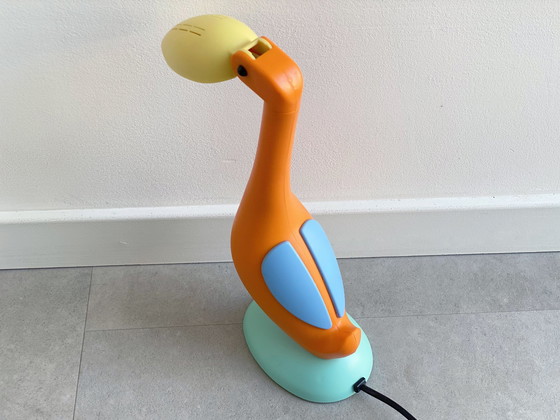 Image 1 of 1x vintage pinguïn/flamingo bureaulamp/tafellamp uit de jaren 80