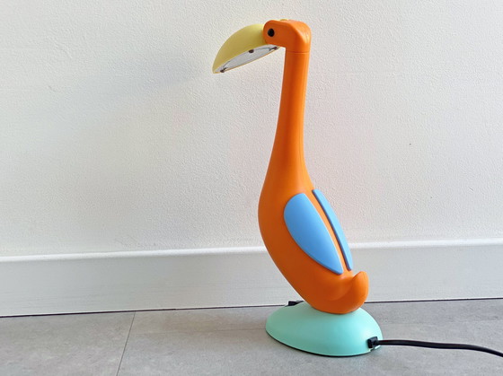 Image 1 of 1x vintage pinguïn/flamingo bureaulamp/tafellamp uit de jaren 80