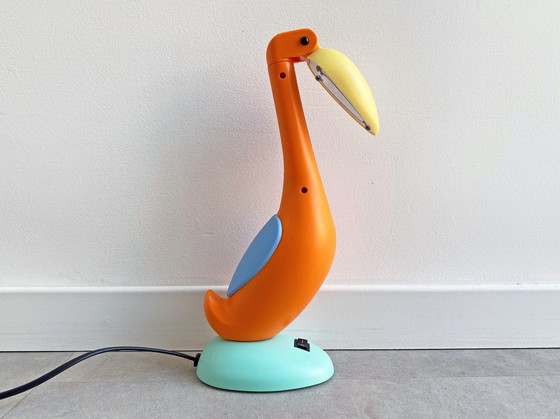 Image 1 of 1x vintage pinguïn/flamingo bureaulamp/tafellamp uit de jaren 80
