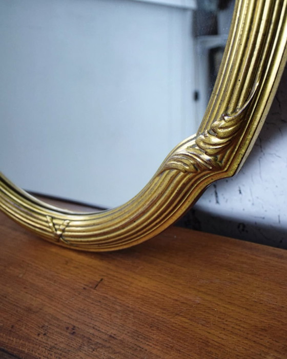 Image 1 of Grote vintage gouden ovale vintage spiegel - DeKnudt, Belgium
