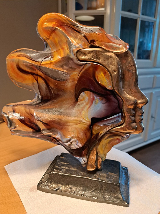 Image 1 of Yves Lohé (1947), "Deux Visages" sculptuur