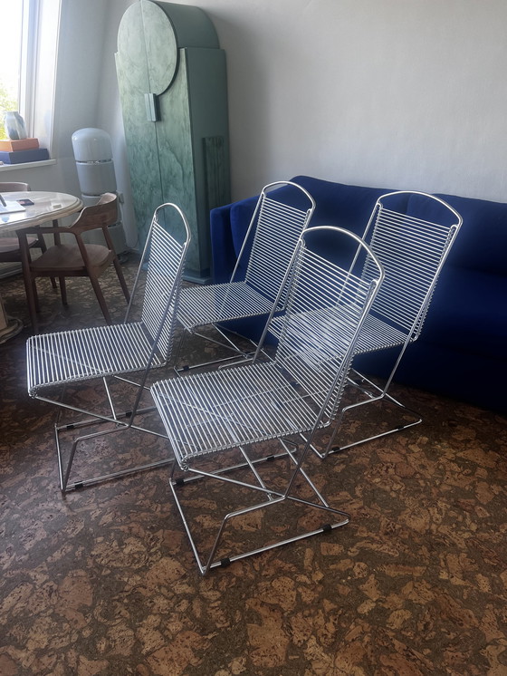 Image 1 of 4x Vintage chromen draadstoel