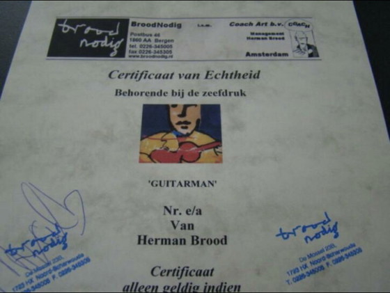 Image 1 of Herman Brood- Guitarman, Gesigneerde zeefdruk