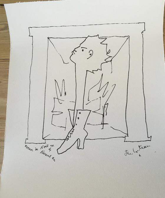 Image 1 of Lithografie Jean Cocteau, uitstekende staat, gesigneerd