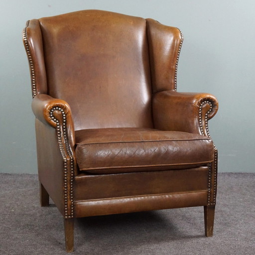 Oorfauteuil, schapenleer