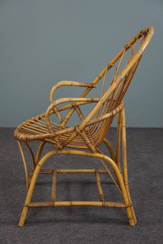 Image 1 of Rotan fauteuil met armleuningen, Dutch Design, 1950