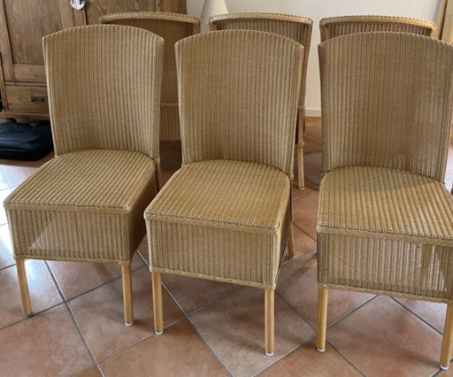 6x Lloyd Loom eetkamerstoelen