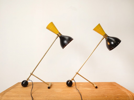 2x Italian conical mid century style table lamps