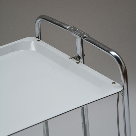 Image 1 of Vintage serveer trolley inklapbaar wit 60's