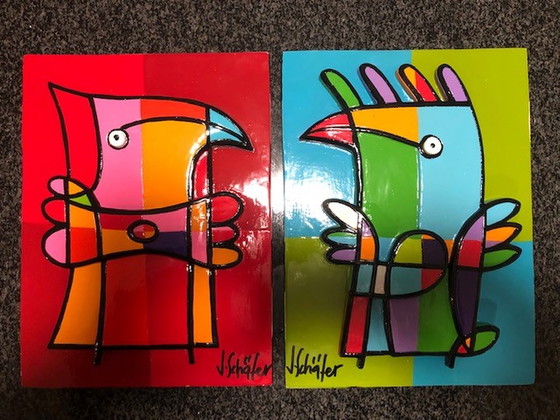 Image 1 of Jacqueline Schäfer-Bird Green en Bird Red. Duo.