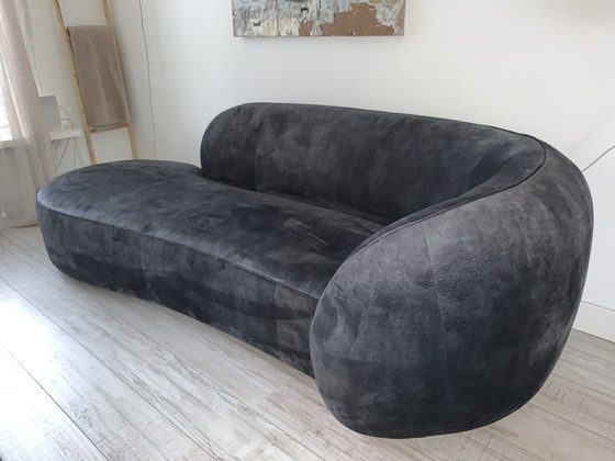 Image 1 of Lounge bank donker grijs/blauw velvet/fluweel