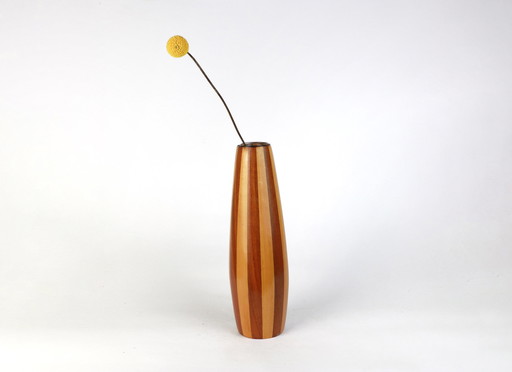 Mid Century Hout vaas gestreept teak modernistisch