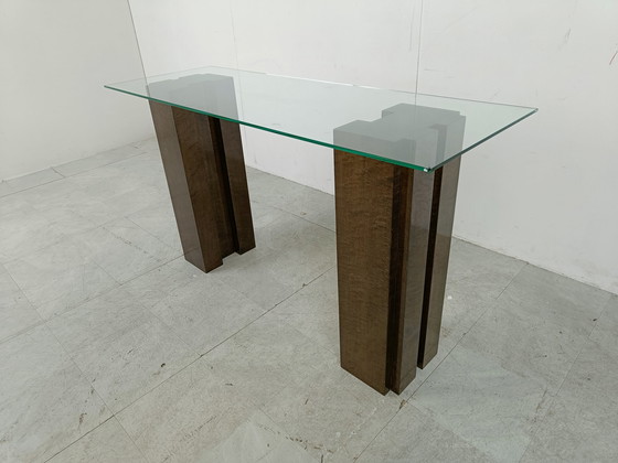 Image 1 of Vintage wortelhouten console, jaren 80