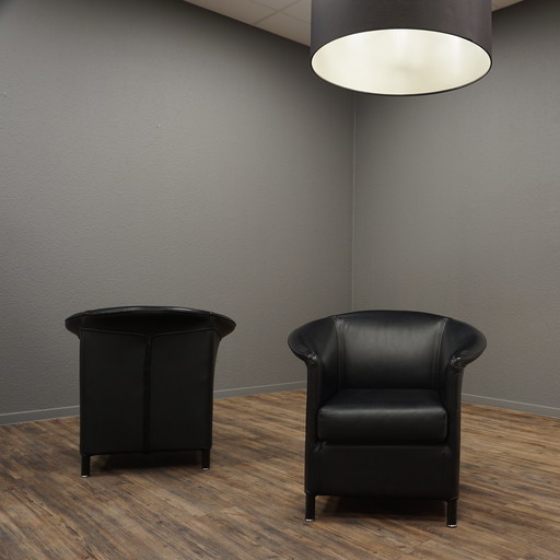 2x Wittmann Aura Fauteuils Leer zwart
