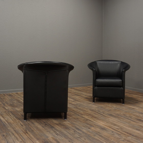 Image 1 of 2x Wittmann Aura Fauteuils Leer zwart