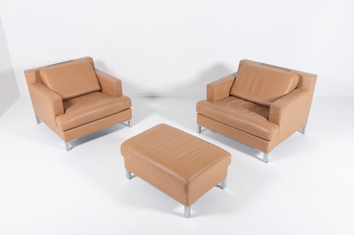 De Sede DS 740 lounge fauteuils met poef