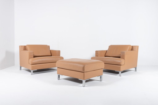 De Sede DS 740 lounge fauteuils met poef