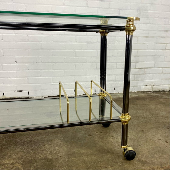 Image 1 of Vintage Franse messing & chrome bar cart