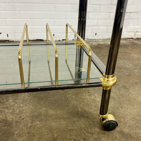 Image 1 of Vintage Franse messing & chrome bar cart