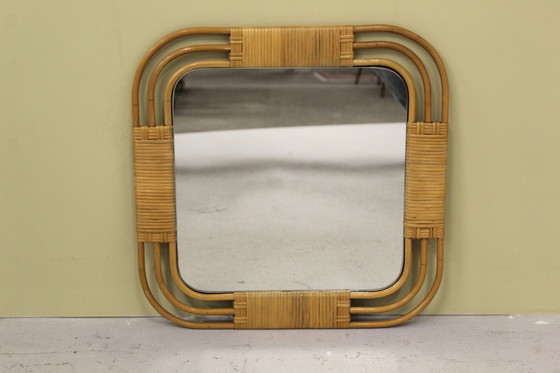 Image 1 of Vintage rotan spiegel jaren '60