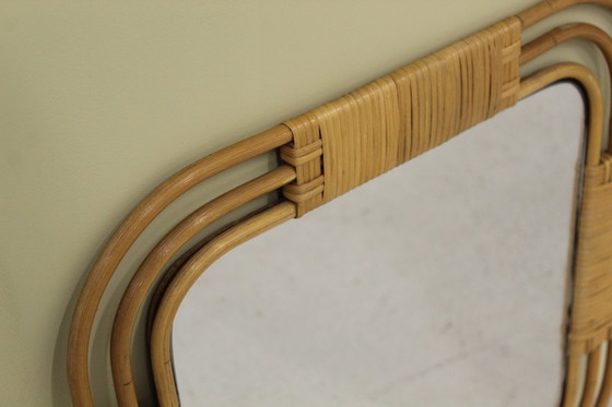 Image 1 of Vintage rotan spiegel jaren '60