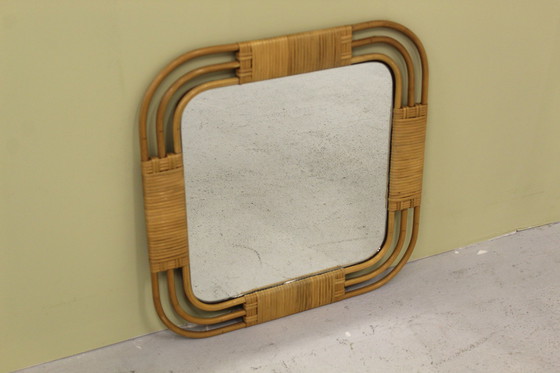Image 1 of Vintage rotan spiegel jaren '60