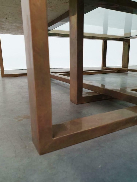 Image 1 of Maison Jansen travertin messing glas vintage jaren 60