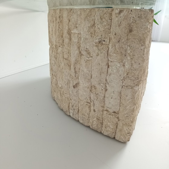 Image 1 of Vintage Mactan salontafel schelpvorm glasplaat