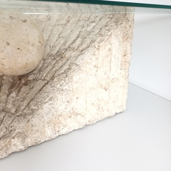 Image 1 of Vintage Mactan salontafel schelpvorm glasplaat