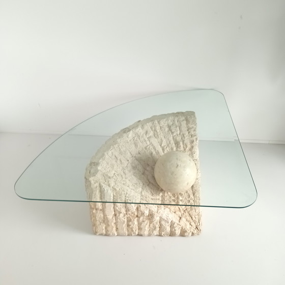 Image 1 of Vintage Mactan salontafel schelpvorm glasplaat